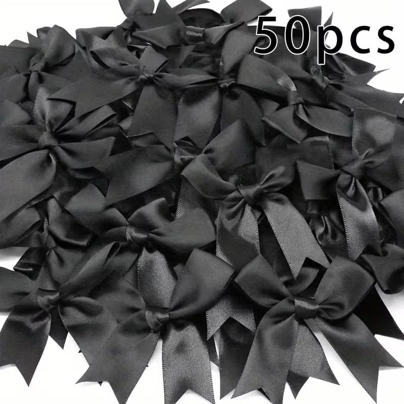 Satin Bowknot Ribbon Bows for Gift Wrapping and DIY Crafts (Pack of 50)