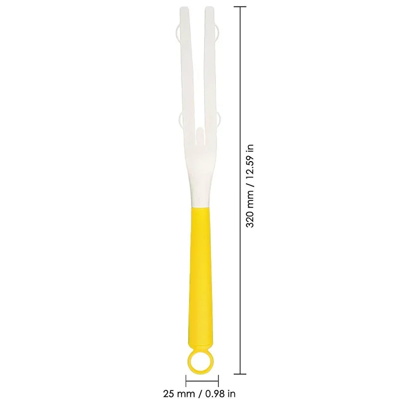 Yellow disposable duster refill with white handle and metal loop.