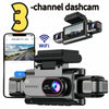 A black WiFi dashcam device is shown alongside a smartphone displaying a live feed, demonstrating its use for recording.