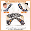 Front and rear adjustable buckles for an ergonomic baby sling carrier, showing how to adjust the position of the baby and wea