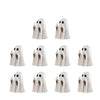 A set of nine white resin ghost statues with middle fingers for Halloween decor