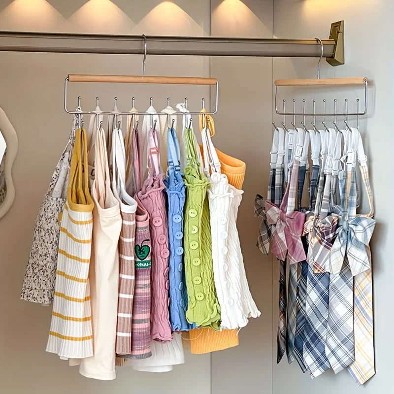 Wall-Mounted Wooden Hat Rack with Hooks