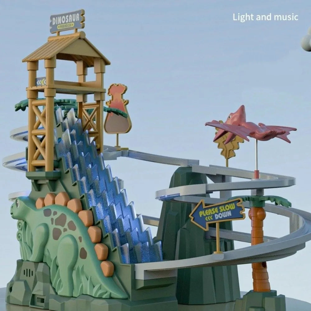 Dinosaur Stair Climbing Race Track Toy with Lights and Music