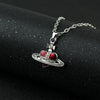 Rhinestone Heart & Saturn Pendant Jewelry Set