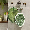 Leaf-Print Absorbent Hand Towel with Hanging Loop