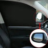 Magnetic car window sunshades with UV protection installed in a vehicle interior.