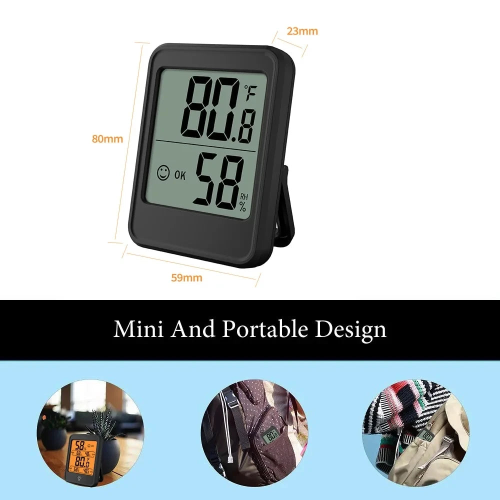 Digital Temperature and Humidity Monitor with Stand, Magnet, and Wall Mount