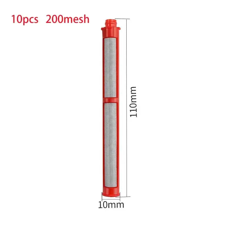 Vertikaler roter Maschenfilter mit 10 mm Durchmesser und 110 mm Länge für eine lösungsmittelfreie Sprühmaschine.
