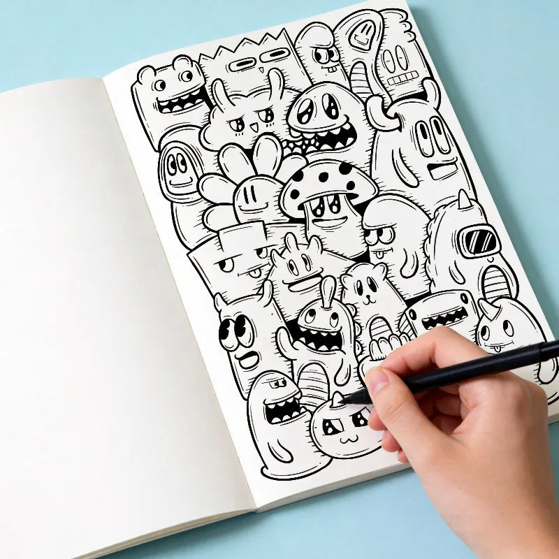 Adult Decompression Graffiti Coloring Book with 22 Unique Patterns