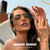 Oversized Aviator Sunglasses with Gradient Champagne Lenses
