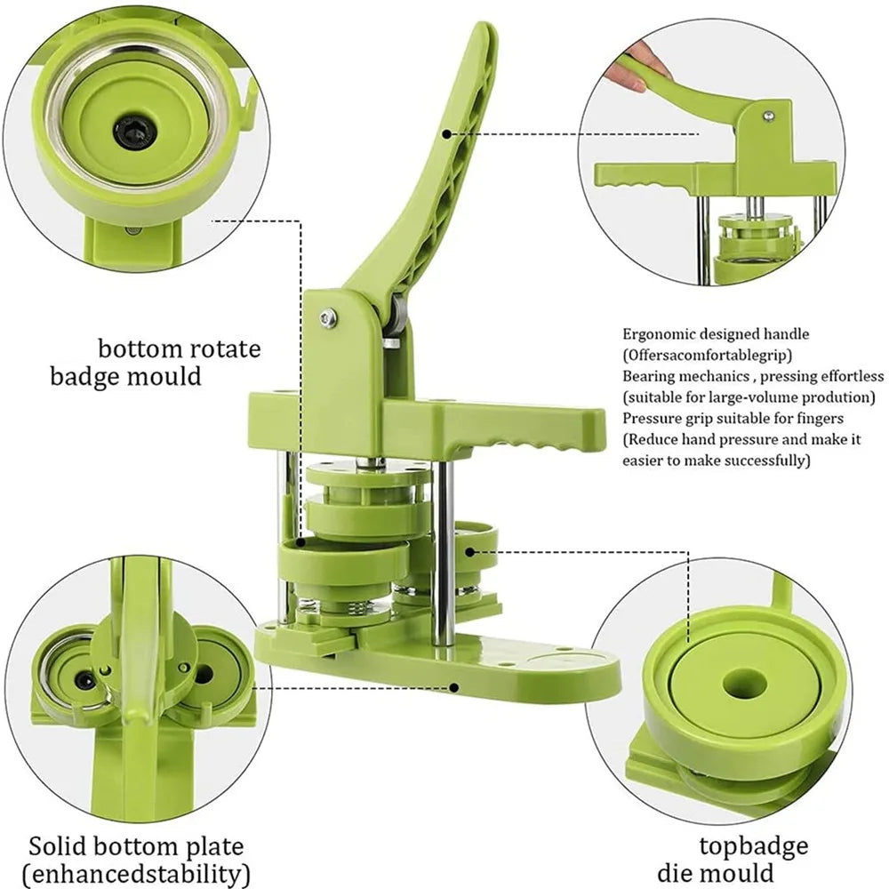 DIY Pin Button Maker Machine Kit with 100 Button Parts and Circle Cutter