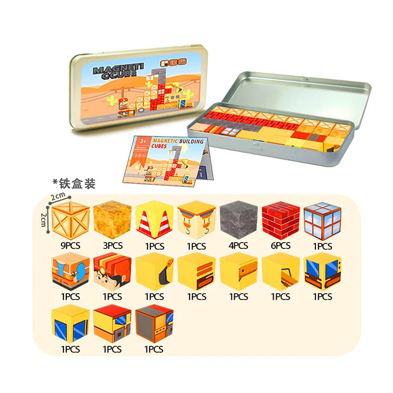 Mini Magnetic Building Blocks with Portable Storage Box