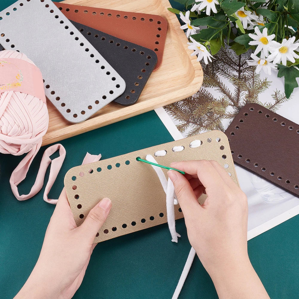 PU Leather Bag Bases with Hanging Hooks for DIY Knitting & Craft Projects