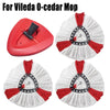 Red and white microfiber mop pad replacements for Vileda O-cedar mop.