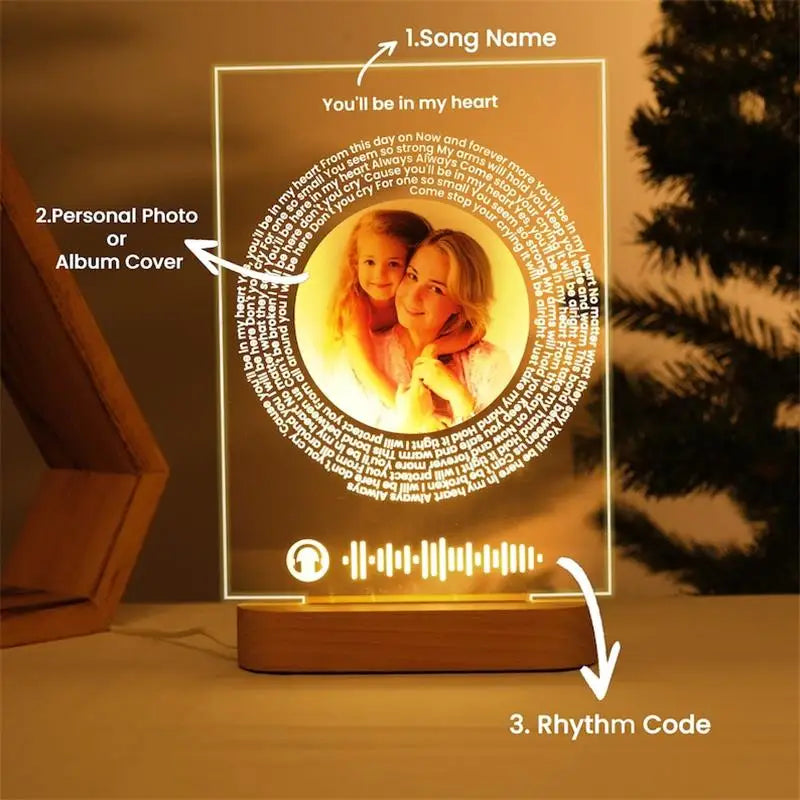 Personalized Spotify Music Photo Plaque with LED Night Light