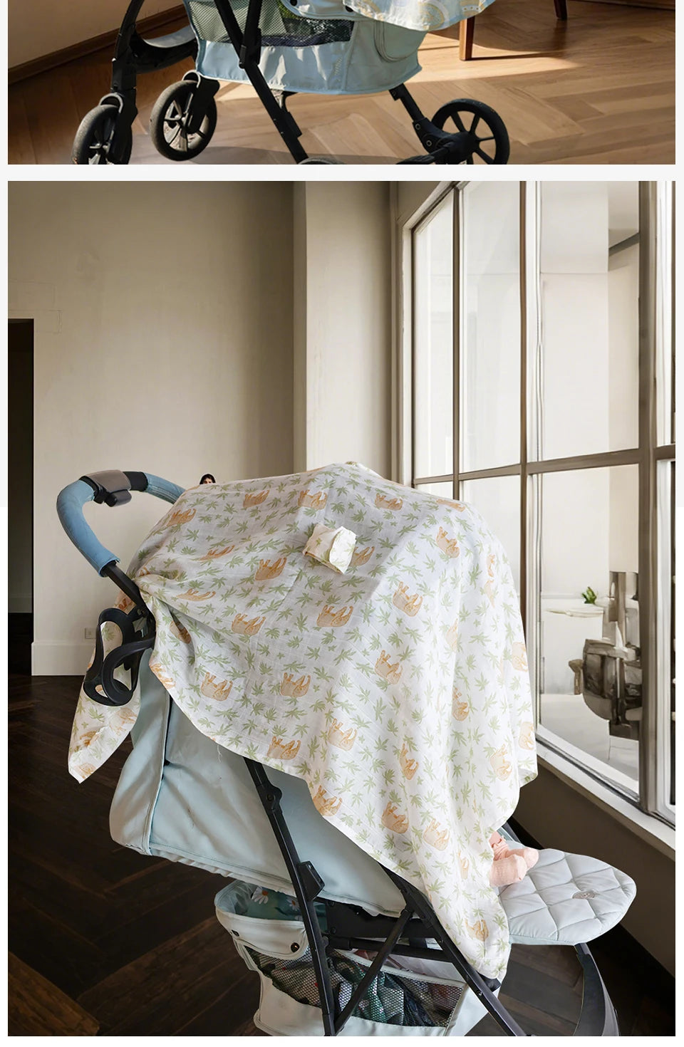 Breathable Baby Car Seat Cover & Sunshade Canopy