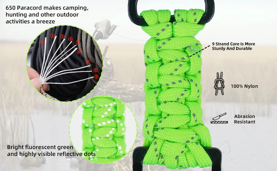 Clip de guante táctico de nailon verde brillante fluorescente para actividades al aire libre