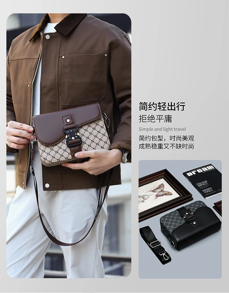 Men's Jacquard Crossbody Bag with Waterproof Finish
