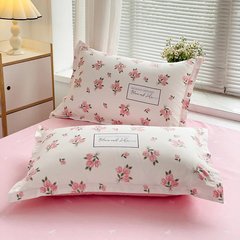 Floral Print 100% Cotton Duvet Cover Set with Two Pillow Shams