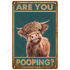 A vintage metal tin sign featuring a close-up portrait of a brown goat looking directly at the viewer with text asking Are yo