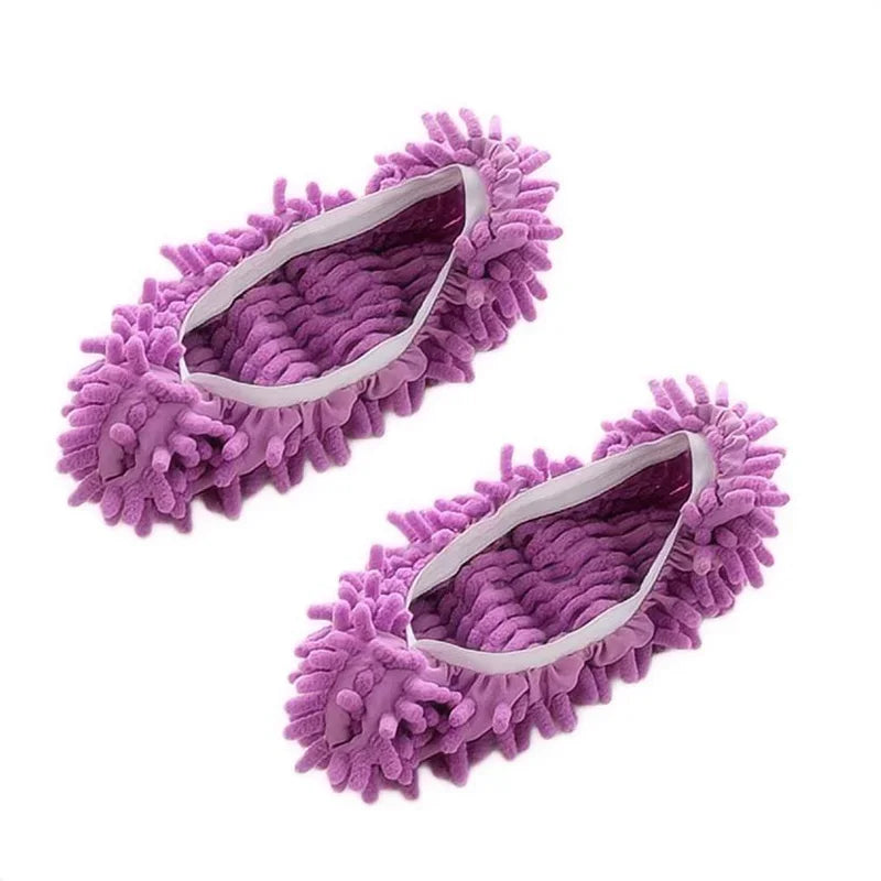 Chenille Dust Mop Slippers for Hands-Free Floor Cleaning