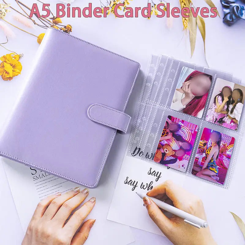 A5 PU Leather Photo & Card Organizer Binder with 4-Pocket Sleeves
