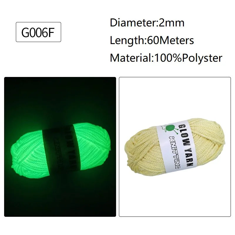 A spool of bright green glow-in-the-dark polyester yarn for knitting and crochet