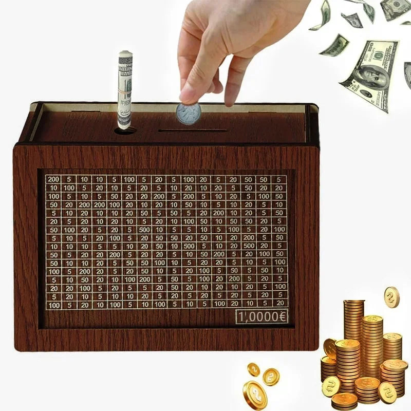 Wooden Savings Challenge Money Box