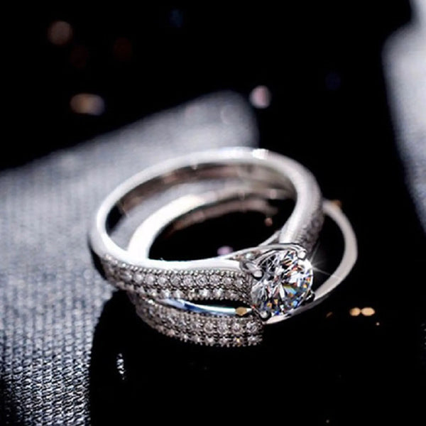Vintage Halo Tourmaline & Zircon Sterling Silver Ring Set
