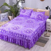Elegant Elastic Fitted Bed Sheet Set with Lace Skirt and Pillowcases