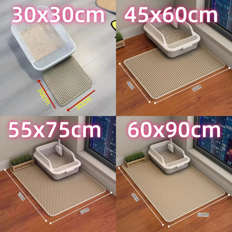 Double-Layer Cat Litter Mat with Waterproof Base