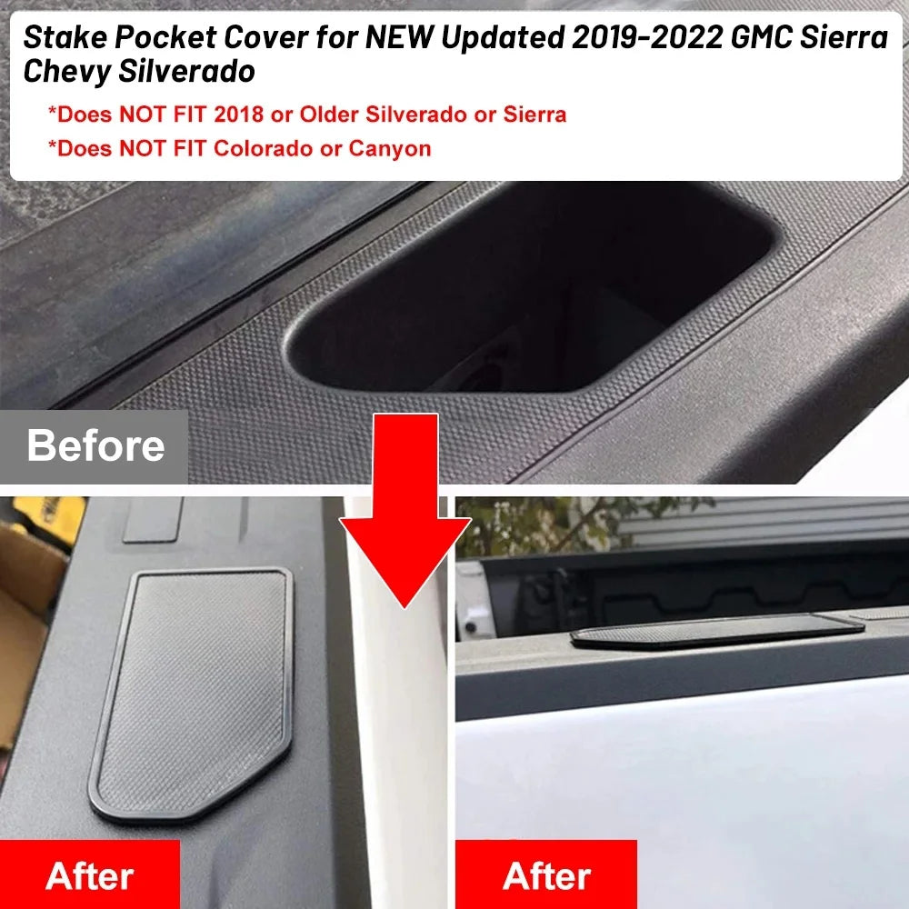 Truck Bed Stake Pocket Covers for GMC Sierra & Chevrolet Silverado (2019+)