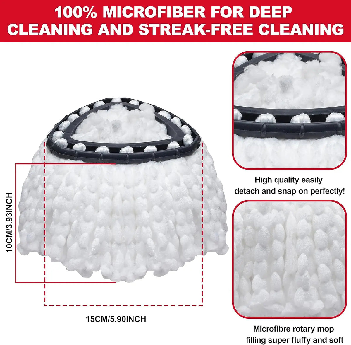 Microfiber Spin Mop Refill Pads for Vileda O-Cedar EasyWring 1-Tank System