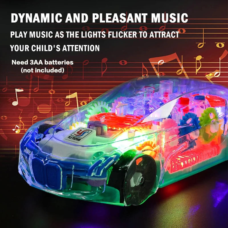 Transparent Gear Car Toy with Lights and Sound