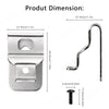 Stainless steel belt clip hook for Dewalt 20V MAX drills shown with dimensions.