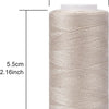 A roll of beige polyester sewing thread with a white core, measuring 5.5cm long and 2.7cm in diameter.