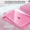 Coque rigide transparente rose et scintillante pour iPad, avec rembourrage TPU doux.