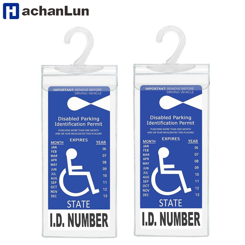 Porta identificación de estacionamiento transparente con cubierta protectora y placa de número.