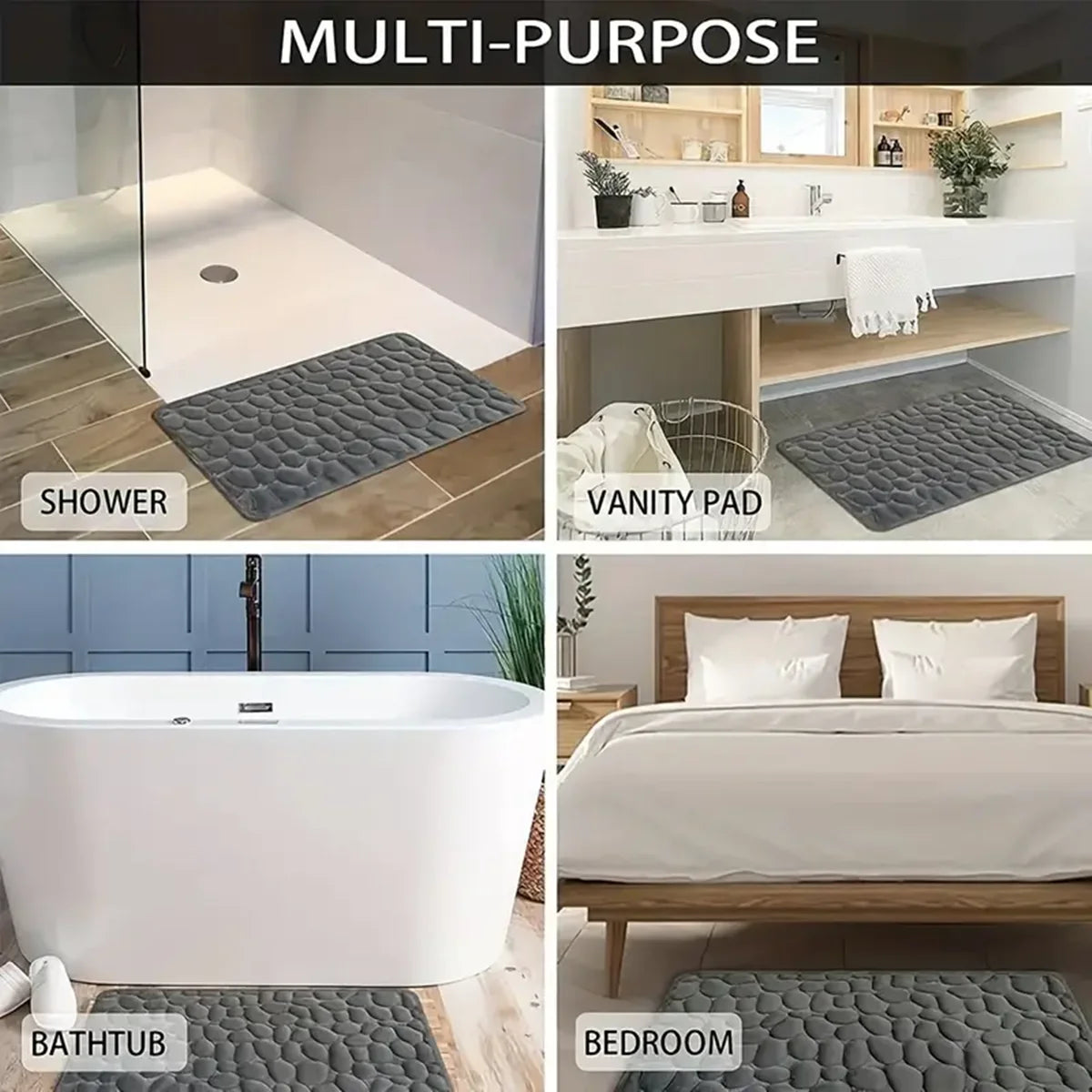 3D Cobblestone Non-Slip Bathroom Mat
