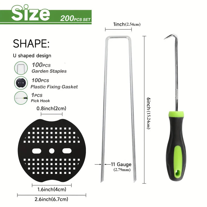Heavy-Duty Galvanized Landscape Staples with Gaskets (6-inch)