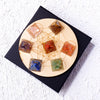 7-Piece Chakra Crystal Pyramid Set with Wooden Base