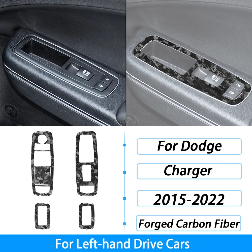 Compteur de vitesse et garniture de ventilation en fibre de carbone forgée pour une Dodge Charger à conduite à gauche