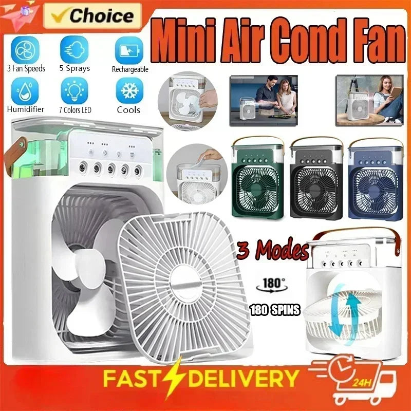 3-in-1 Tragbarer Luftkühler Ventilator mit LED-Nachtlicht
