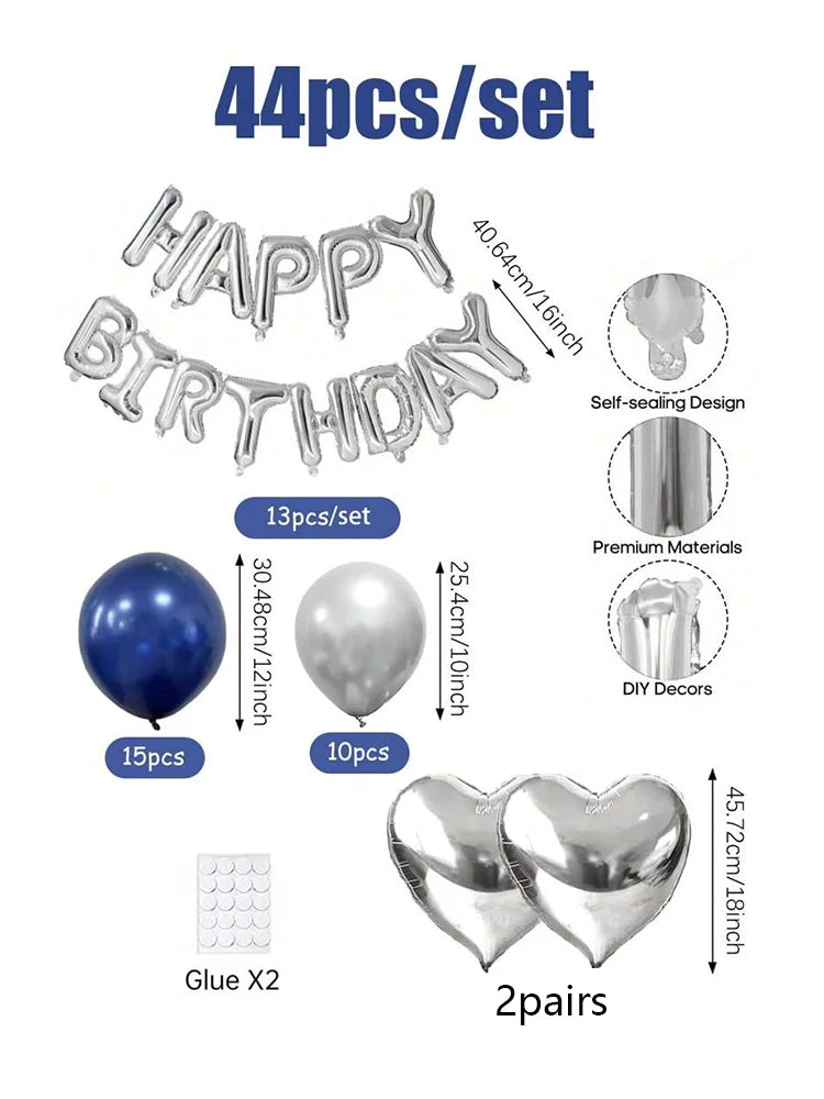 Happy Birthday Foil Balloon Set with Banner