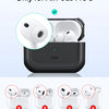 A black case for AirPods Pro 3 with a secure magnetic lock and drop protection features shown.