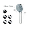5-Mode Chrome Shower Head with Hose & Bracket