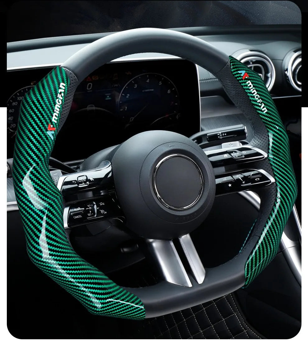Carbon Fiber Texture Steering Wheel Cover - Anti-Slip & Comfortable Grip