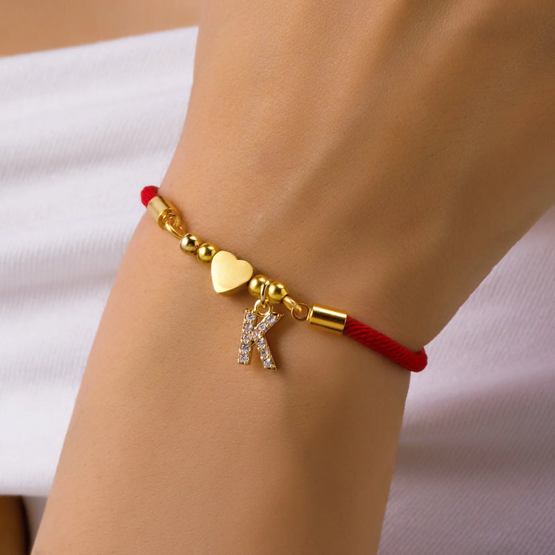 Gold Stainless Steel Initial Letter Bracelet