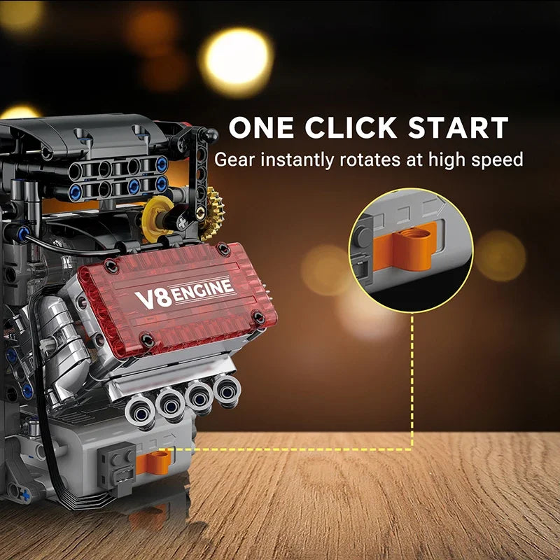 Motorized V8 Engine Building Block Model