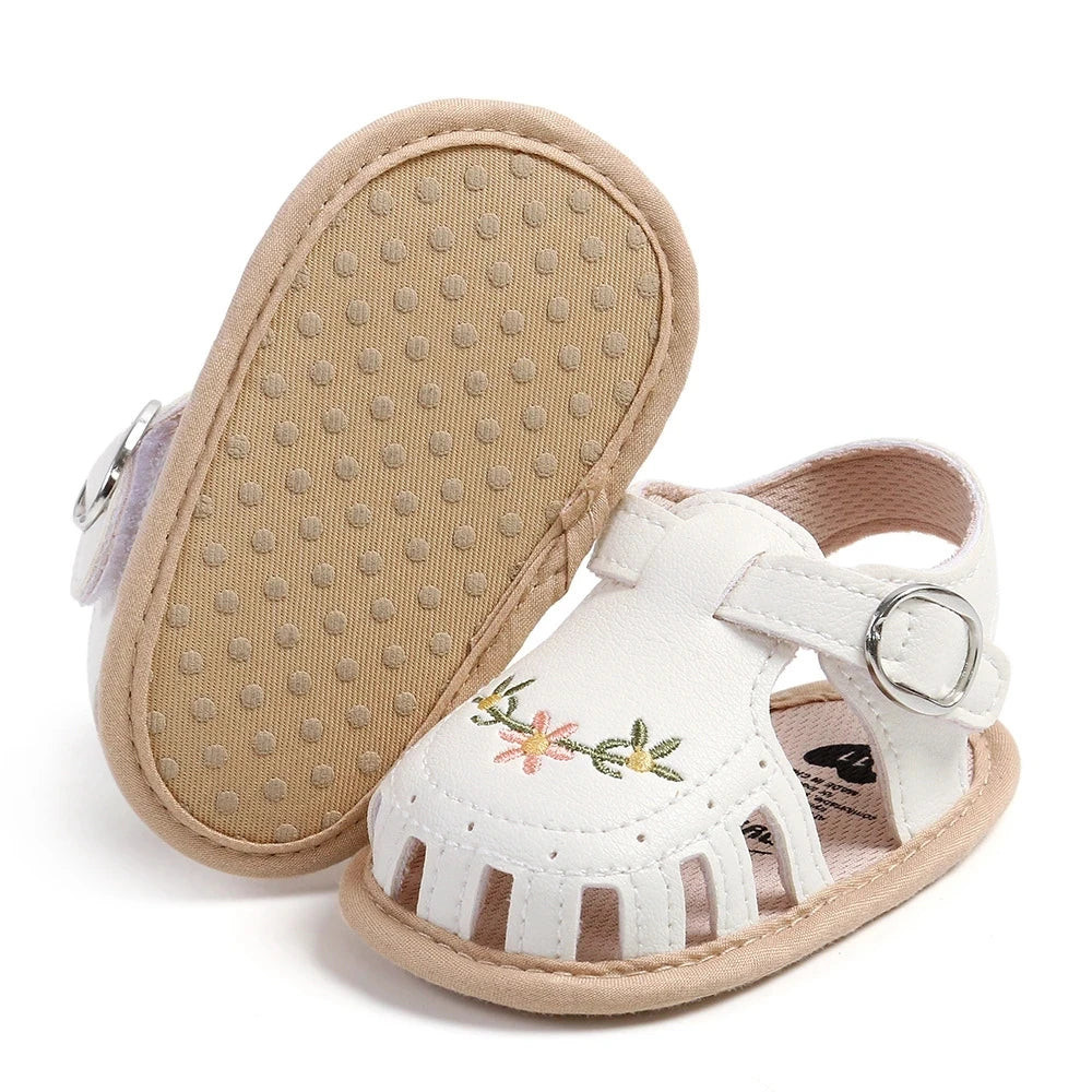 Embroidered Floral Baby Girl Sandals – Soft Sole, Lightweight & Breathable